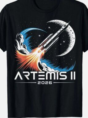 Artemis II 2026 Space Mission Graphic T-shirt - Rocket Moon Exploration Tee